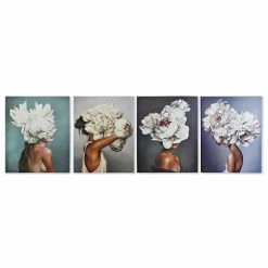 Cadre DKD Home Decor Fleur Moderne (40 X 1,8 X 50 Cm) (4 Unités)