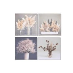 Cadre DKD Home Decor Fleurs Scandinave (40 X 1,8 X 40 Cm) (4 Unités)