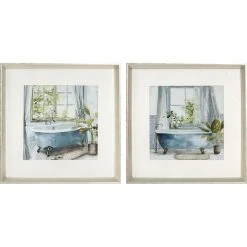 Cadre DKD Home Decor Salles De Bains (2 Unités) (32 X 2,5 X 32 Cm)