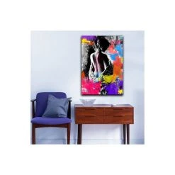 HOMEMANIA Tableau Murale - Portrait Femme Avec Des Touches De Couleur ...