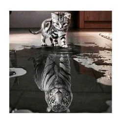 Marque Generique Peinture Train Résine Stras Tableau Chat Tigre