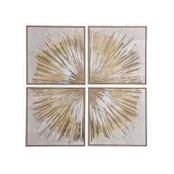 Vente-unique Toile Imprimée Quadriptyque Encadrée - 120 X 120 Cm - Châssis En Bo...