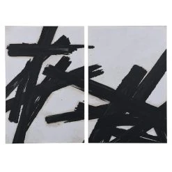 Vente-unique Toile Imprimée Diptyque Abstraite - L. 120 X H. 90 Cm - Châssis En B...