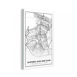 MuchoWow Impression Sur Verre Carte - Alphen Aan Den Rijn - Noir Et Blanc Table...