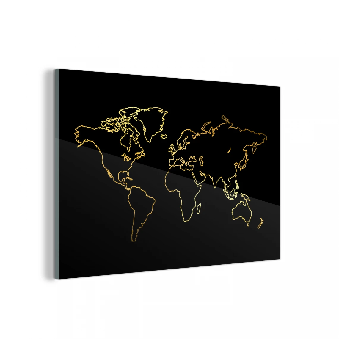 MuchoWow Impression Sur Verre Carte Du Monde En Or Sur Fond Noir Tableau Decora... 1 MuchoWow Impression Sur Verre Carte Du Monde En Or Sur Fond Noir Tableau Decora...
