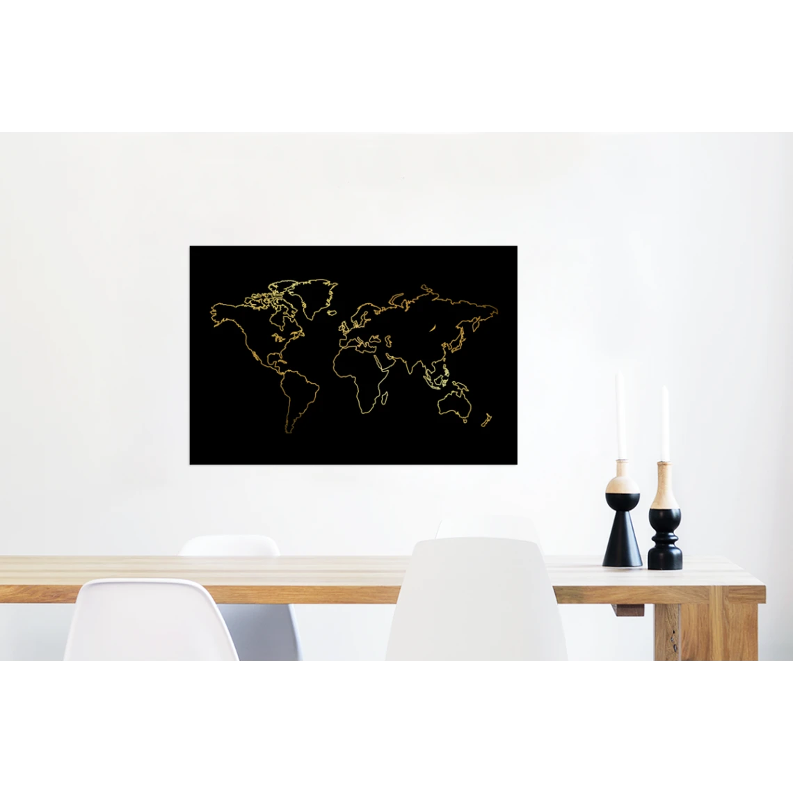 MuchoWow Impression Sur Verre Carte Du Monde En Or Sur Fond Noir Tableau Decora... 2 MuchoWow Impression Sur Verre Carte Du Monde En Or Sur Fond Noir Tableau Decora... – Image 2