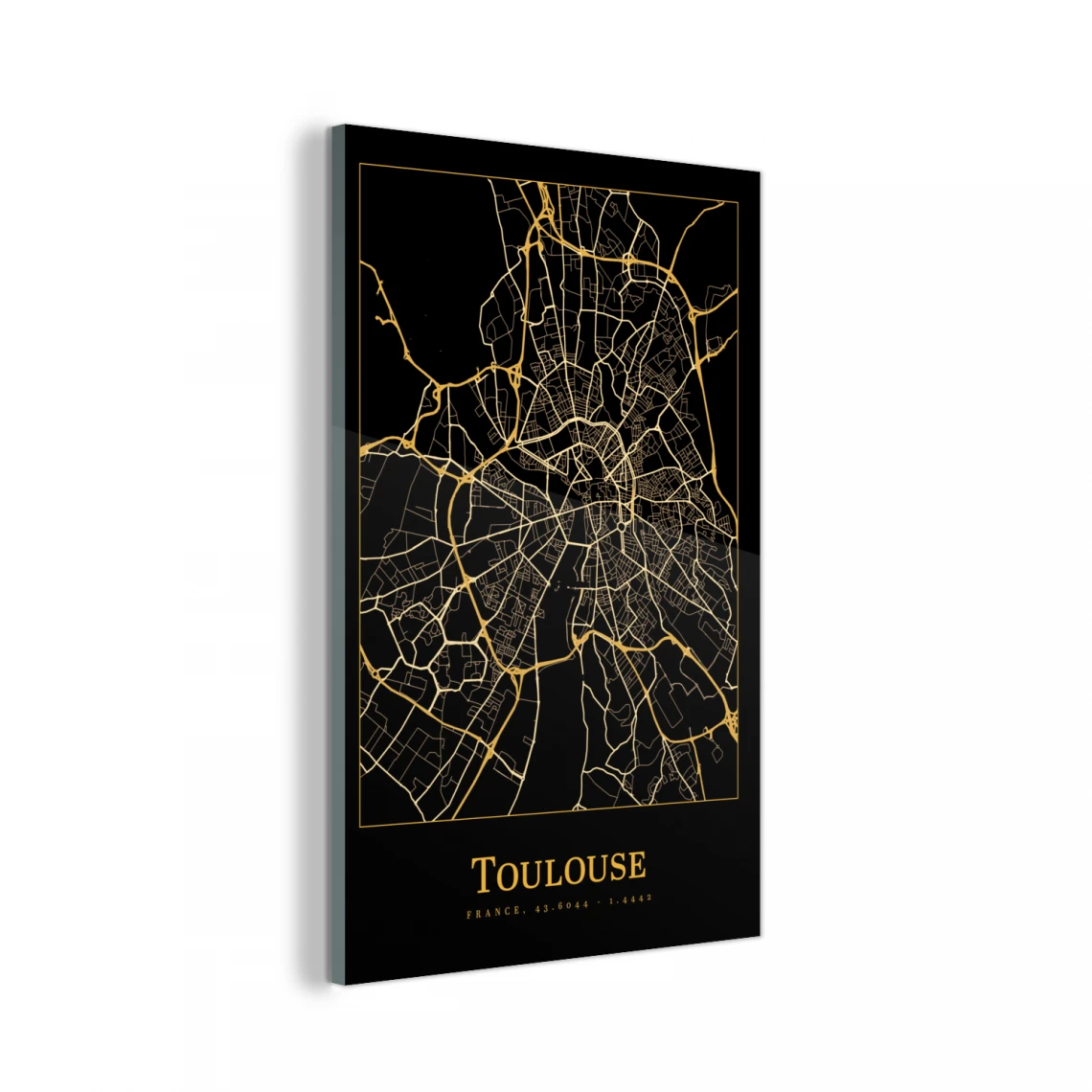 MuchoWow Impression Sur Verre Carte - Toulouse - Or - Noir Tableau Decoration M... 1 MuchoWow Impression Sur Verre Carte - Toulouse - Or - Noir Tableau Decoration M...