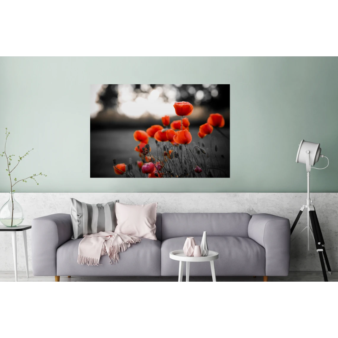MuchoWow Impression Sur Verre Coquelicots Rouges Sur Fond Noir Et Blanc Tableau... 2 MuchoWow Impression Sur Verre Coquelicots Rouges Sur Fond Noir Et Blanc Tableau... – Image 2