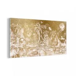 MuchoWow Impression Sur Verre Enfants - Jungle - Or Tableau Decoration Murale S...