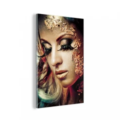 MuchoWow Impression Sur Verre Feuille D'or - Femme - Or Tableau Decoration Mura...