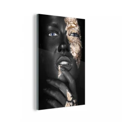 MuchoWow Impression Sur Verre Feuille D'or - Noir Et Or Tableau Decoration Mura...