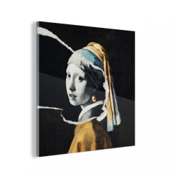 MuchoWow Impression Sur Verre Fille Avec Une Boucle D'oreille En Perle - Or - N...