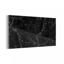 MuchoWow Impression Sur Verre Marbre - Noir - Ligne Tableau Decoration Murale S...
