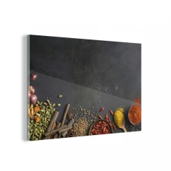 MuchoWow Impression Sur Verre Épices Sur Un Fond Noir Tableau Decoration Mural...