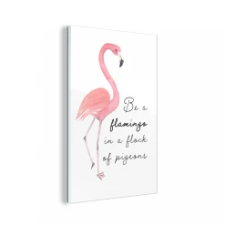 MuchoWow Impression Sur Verre Rose - Flamant - Dessin Tableau Decoration Murale...