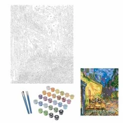 Paris Prix Peinture Par Numéro Terrasse Du Café Le Soir 40x50cm Blanc