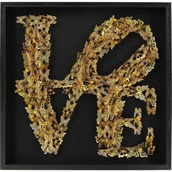 Karedesign Tableau 3D Love Papillons Dorés 90x90cm Kare Design