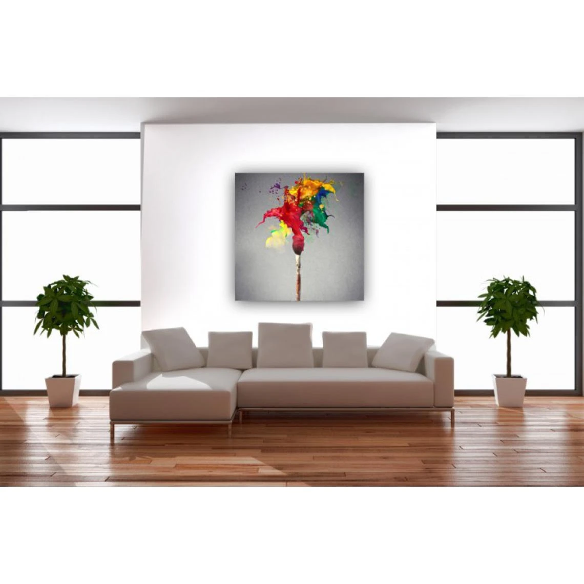 DECLIKTABLEAU Tableau Abstrait Coup De Pinceau Multicolore 80X80 Cm 2 DECLIKTABLEAU Tableau Abstrait Coup De Pinceau Multicolore 80X80 Cm – Image 2