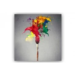 DECLIKTABLEAU Tableau Abstrait Coup De Pinceau Multicolore 80X80 Cm