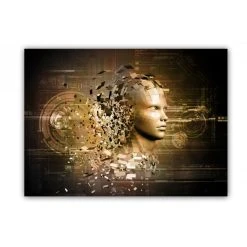 DECLIKTABLEAU Tableau Abstrait Femme Dorée En Morceau X L.80 X H.55 Cm