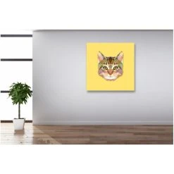 DECLIKTABLEAU Tableau Animaux Chat Jaune 50X50