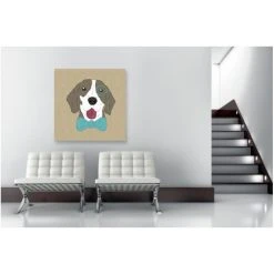 DECLIKTABLEAU Tableau Animaux Chien Avec Noeud Papillon 50X50