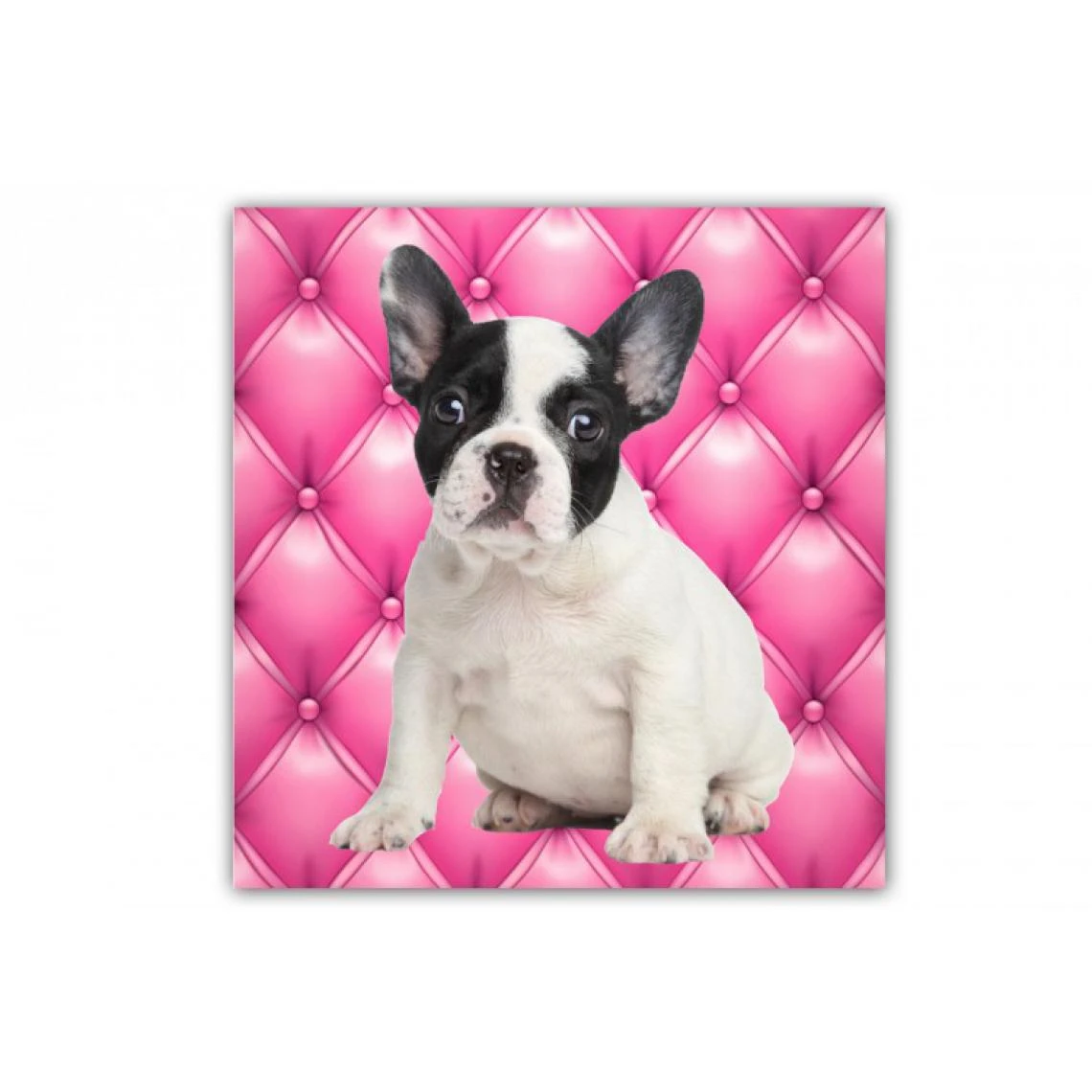 DECLIKTABLEAU Tableau Animaux Chien Bulldog Fond Rose Capitonné 50X50 Cm 1 DECLIKTABLEAU Tableau Animaux Chien Bulldog Fond Rose Capitonné 50X50 Cm