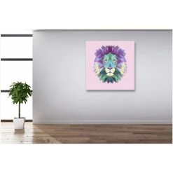 DECLIKTABLEAU Tableau Animaux Lion Rose 50X50