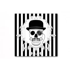 DECLIKTABLEAU Tableau Baroque Rayures Blanches Et Noires Tête De Mort Gentleman 80X...