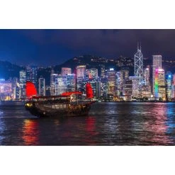 DECLIKTABLEAU Tableau Cities Hong Kong Boat 80x55