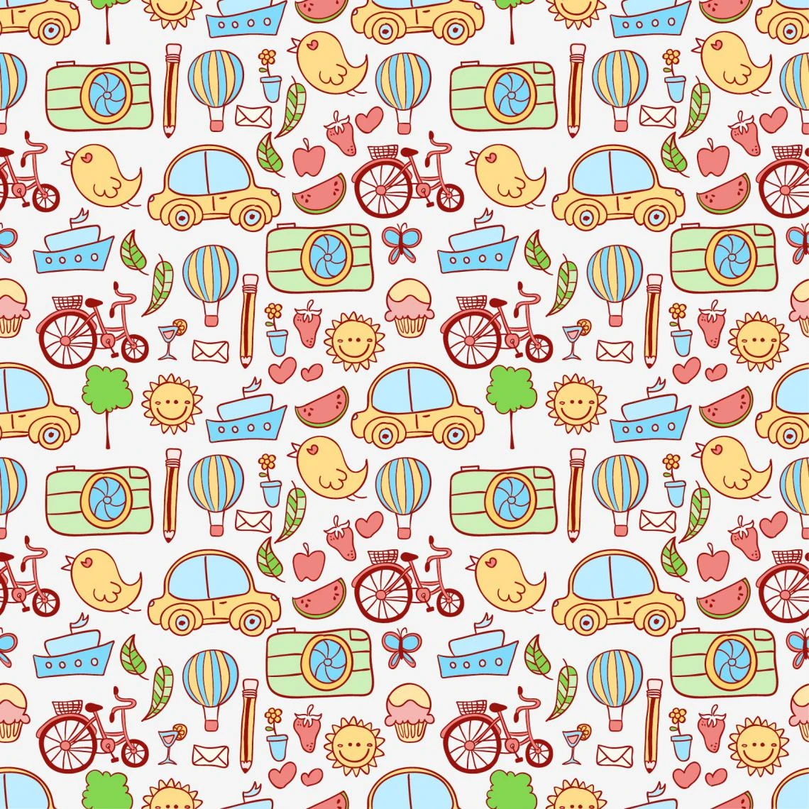 DECLIKTABLEAU Tableau Enfant Multicolore Dessins Velo Crayon Voiture Oiseau 50X50 – Image 2