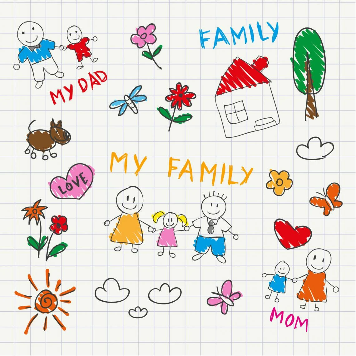 DECLIKTABLEAU Tableau Enfant Multicolore My Family 60X60 3 DECLIKTABLEAU Tableau Enfant Multicolore My Family 60X60 – Image 3