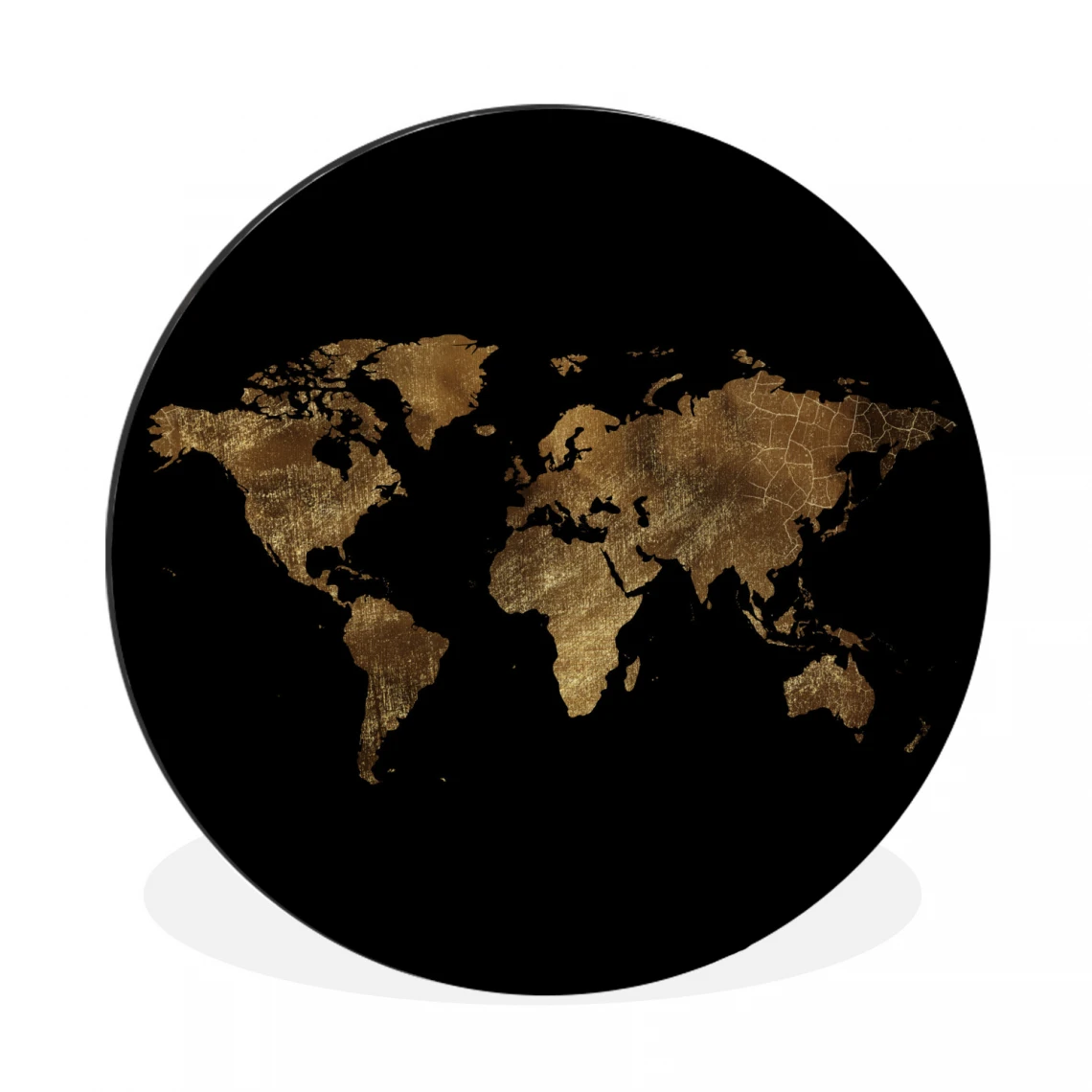 MuchoWow Tableau Imprimé Rond Carte Du Monde - Marron - Vintage Impression Sur...