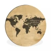 MuchoWow Tableau Imprimé Rond Carte Du Monde - Vintage - Couleur Impression Su...