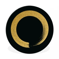 MuchoWow Tableau Imprimé Rond Cercle De Paillettes Dorées Sur Fond Noir Impre...