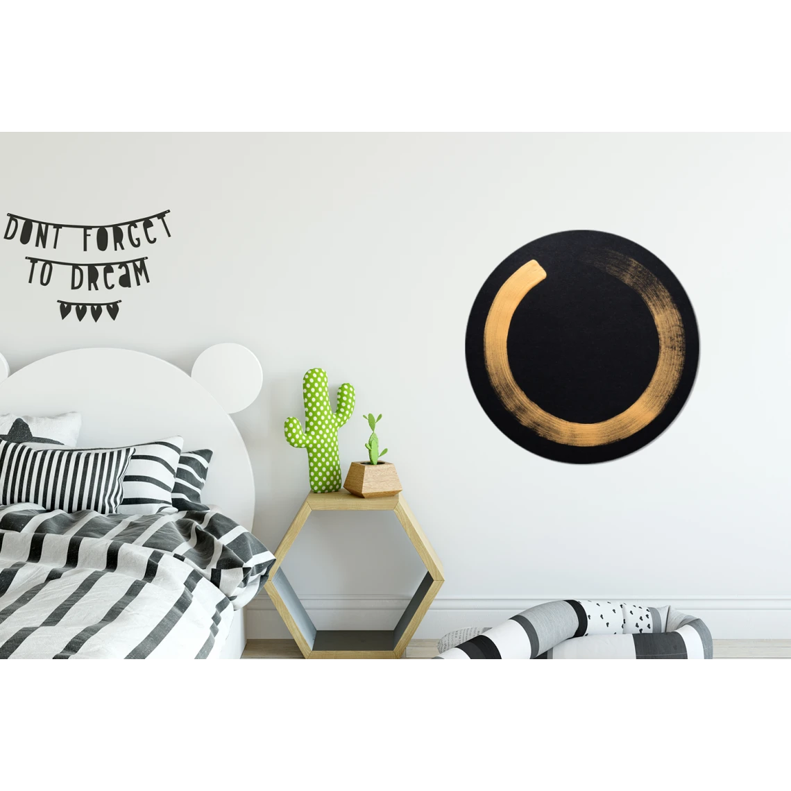 MuchoWow Tableau Imprimé Rond Cercle D'or Sur Un Fond Sombre Impression Sur Al... 3 MuchoWow Tableau Imprimé Rond Cercle D'or Sur Un Fond Sombre Impression Sur Al... – Image 3