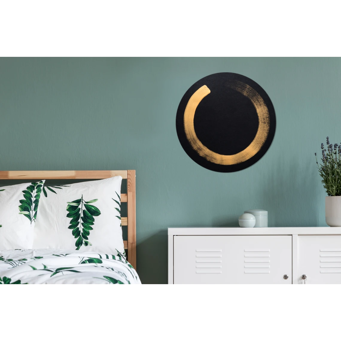 MuchoWow Tableau Imprimé Rond Cercle D'or Sur Un Fond Sombre Impression Sur Al... 4 MuchoWow Tableau Imprimé Rond Cercle D'or Sur Un Fond Sombre Impression Sur Al... – Image 4