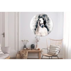 MuchoWow Tableau Imprimé Rond Cheval - Bride - Papier Impression Sur Aluminium... -Dekliktableau Magasin tableau imprime rond cheval bride papier impression sur aluminium en rond 140x140 cm tableau decoration murale salon 12479312 33306970 1140x1140