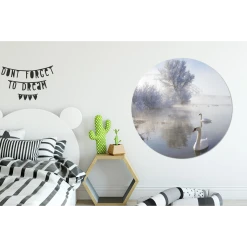 MuchoWow Tableau Imprimé Rond Cygnes - Eau - Hiver Impression Sur Aluminium En... -Dekliktableau Magasin tableau imprime rond cygnes eau hiver impression sur aluminium en rond 120x120 cm tableau decoration murale salon 12476106 33296900 1140x1140