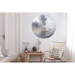 MuchoWow Tableau Imprimé Rond Cygnes - Eau - Hiver Impression Sur Aluminium En... -Dekliktableau Magasin tableau imprime rond cygnes eau hiver impression sur aluminium en rond 120x120 cm tableau decoration murale salon 12476106 33296902 1140x1140