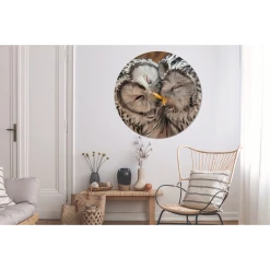 MuchoWow Tableau Imprimé Rond Hiboux - Oiseaux - Becs - Famille Impression Sur... -Dekliktableau Magasin tableau imprime rond hiboux oiseaux becs famille impression sur aluminium en rond 120x120 cm tableau decoration murale salon 12439432 33185048 1140x1140