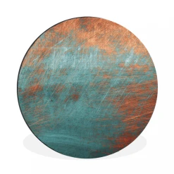 MuchoWow Tableau Imprimé Rond Métal - Rayures - Rouille Impression Sur Alumin...