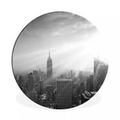 MuchoWow Tableau Imprimé Rond Neige à New York Noir Et Blanc Impression Sur A...