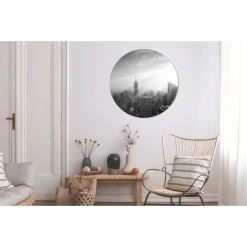 MuchoWow Tableau Imprimé Rond Neige à New York Noir Et Blanc Impression Sur A... -Dekliktableau Magasin tableau imprime rond neige a new york noir et blanc impression sur aluminium en rond 90x90 cm tableau decoration murale salon 12461328 33251342 1140x1140