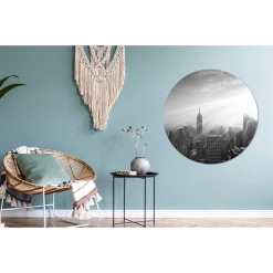 MuchoWow Tableau Imprimé Rond Neige à New York Noir Et Blanc Impression Sur A... -Dekliktableau Magasin tableau imprime rond neige a new york noir et blanc impression sur aluminium en rond 90x90 cm tableau decoration murale salon 12461328 33251344 1140x1140