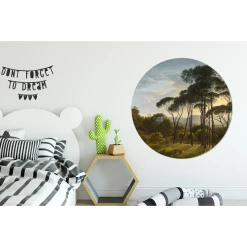 MuchoWow Tableau Imprimé Rond Paysage Italien Avec Des Pins En Pierre - Peintu... -Dekliktableau Magasin tableau imprime rond paysage italien avec des pins en pierre peinture de hendrik voogd impression sur aluminium en rond 120x120 cm tableau decoration murale salon 12454226 33229926 1140x1140