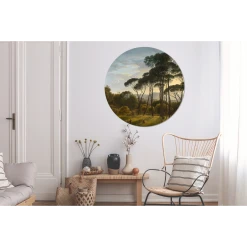 MuchoWow Tableau Imprimé Rond Paysage Italien Avec Des Pins En Pierre - Peintu... -Dekliktableau Magasin tableau imprime rond paysage italien avec des pins en pierre peinture de hendrik voogd impression sur aluminium en rond 120x120 cm tableau decoration murale salon 12454226 33229928 1140x1140
