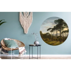 MuchoWow Tableau Imprimé Rond Paysage Italien Avec Des Pins En Pierre - Peintu... -Dekliktableau Magasin tableau imprime rond paysage italien avec des pins en pierre peinture de hendrik voogd impression sur aluminium en rond 120x120 cm tableau decoration murale salon 12454226 33229930 1140x1140