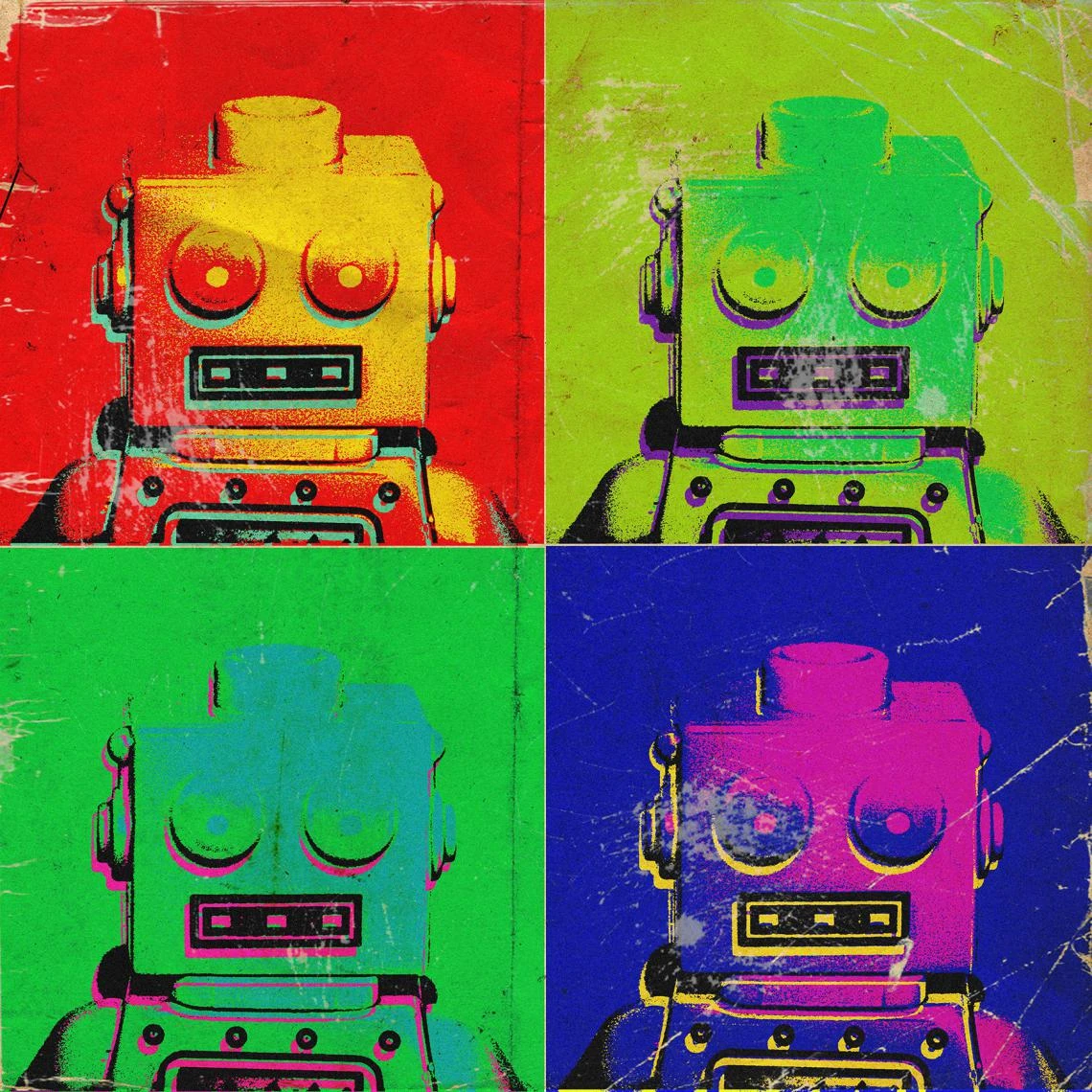 DECLIKTABLEAU Tableau Pop Art Multicolore Robot 50X50 – Image 3