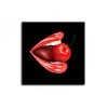 DECLIKTABLEAU Tableau Pop Bouche Rouge Cerise Fond Noir 50X50 Cm